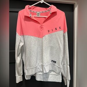 Pink and Gray Quarter-Zip Pullover